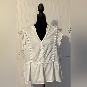 Crown & Ivy White Textured Blouse Sz xxl